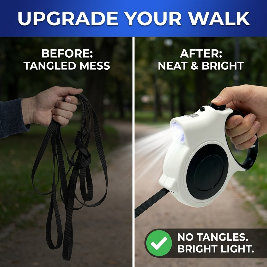 CURAPETS LumaLead Retractable Dog Leash