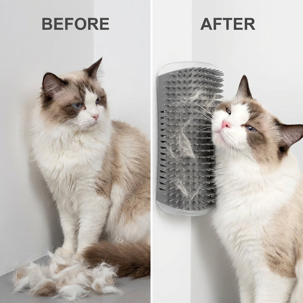 CURAPETS Cat Corner Massage Grooming Brush