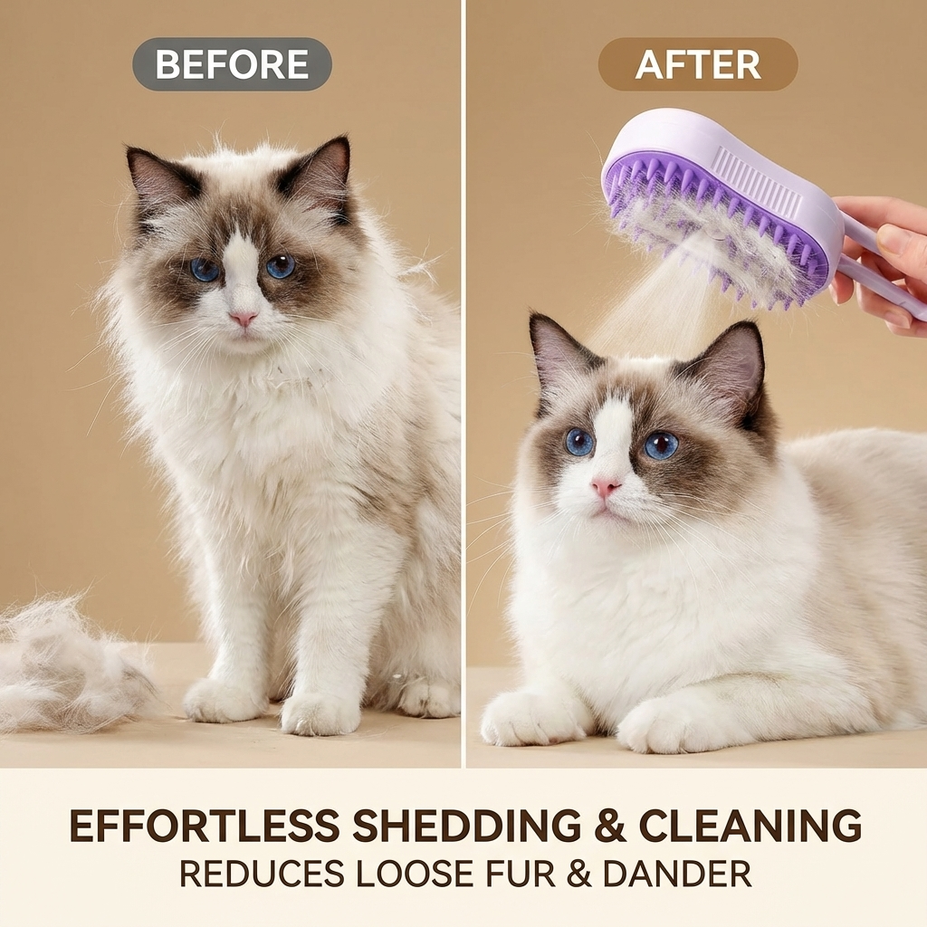 CURAPETS Steamy Electric Grooming Brush