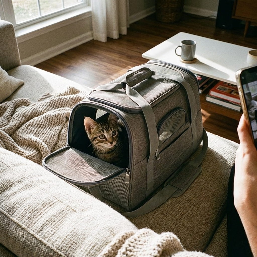 CURAPETS Foldable Mesh Pet Travel Carrier
