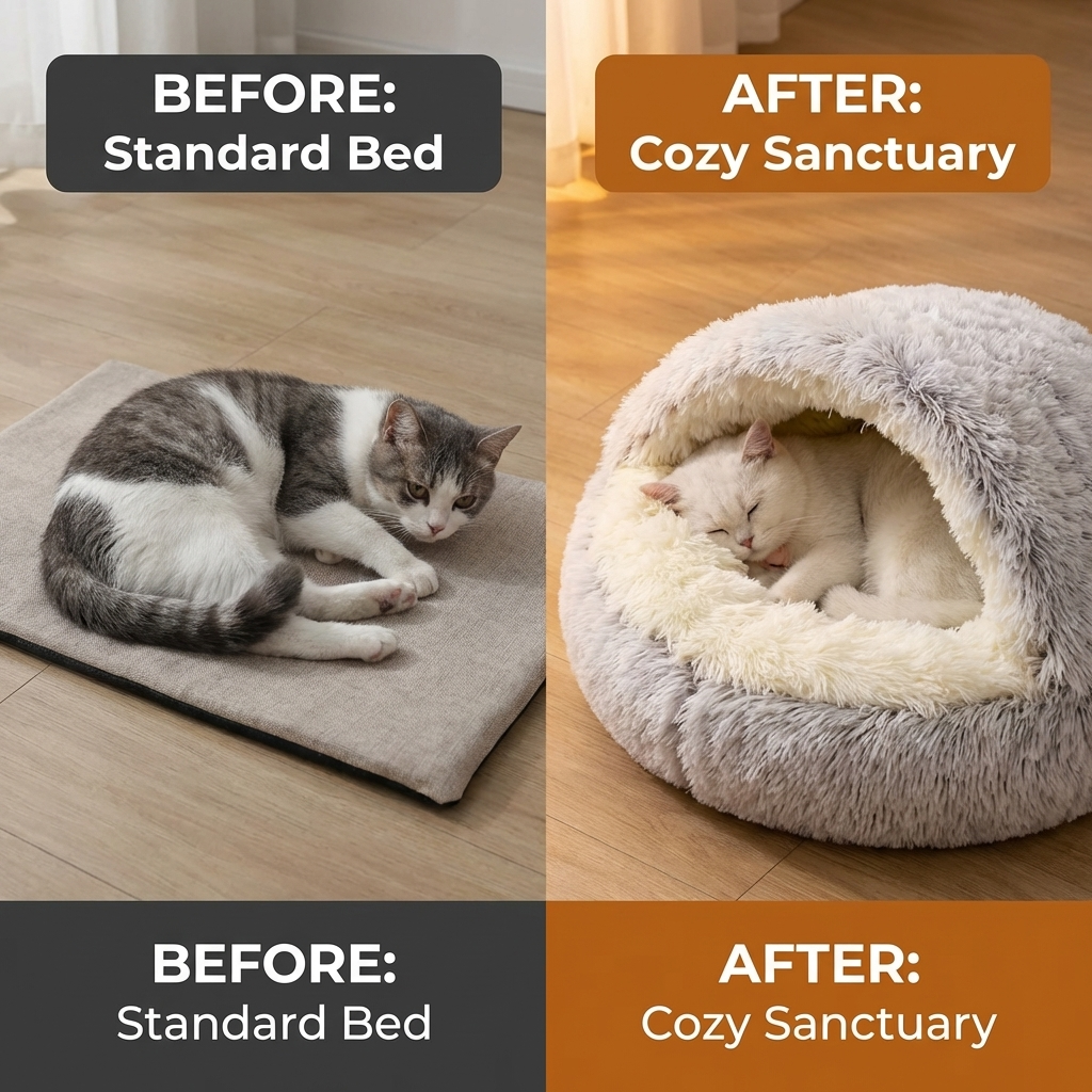 CURAPETS Plush Cave Nest Pet Bed