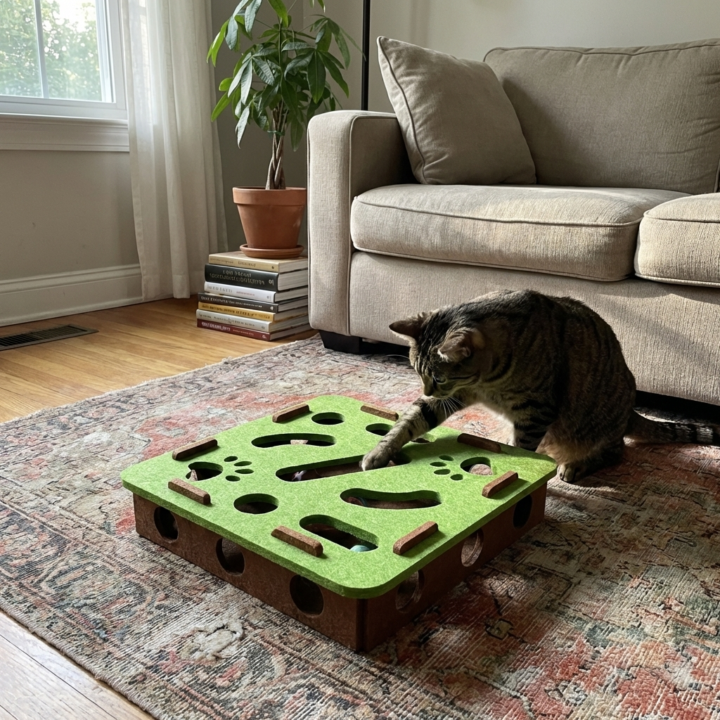 CURAPETS Felt Puzzle Box Cat Toy