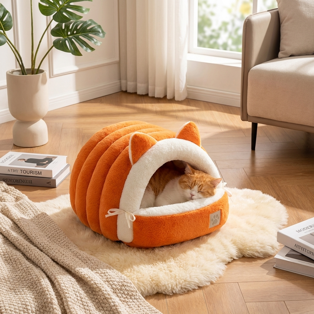 CURAPETS Cozy Cat Ear Enclosed Bed