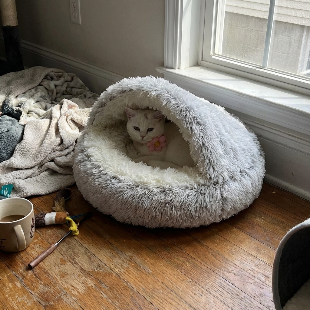 CURAPETS Plush Cave Nest Pet Bed