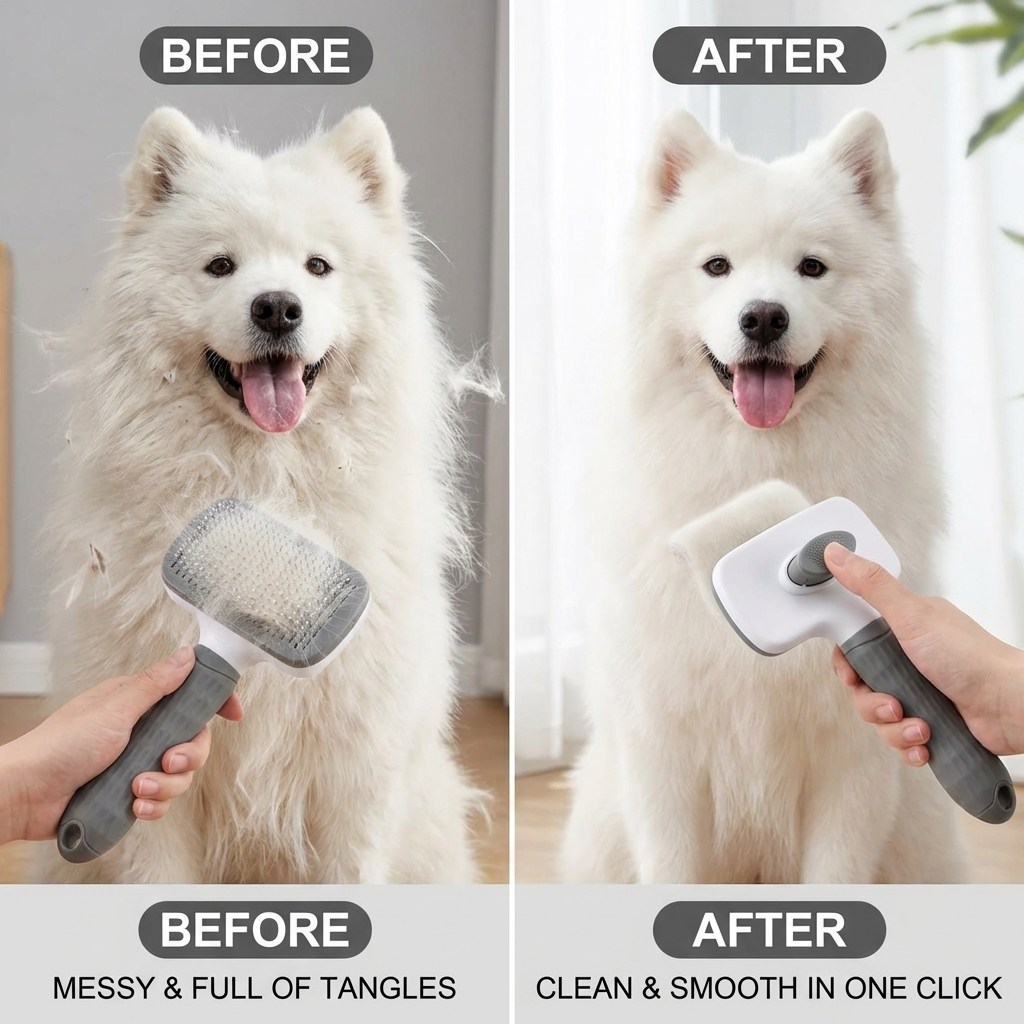 CURAPETS One-Button Deshedding Brush