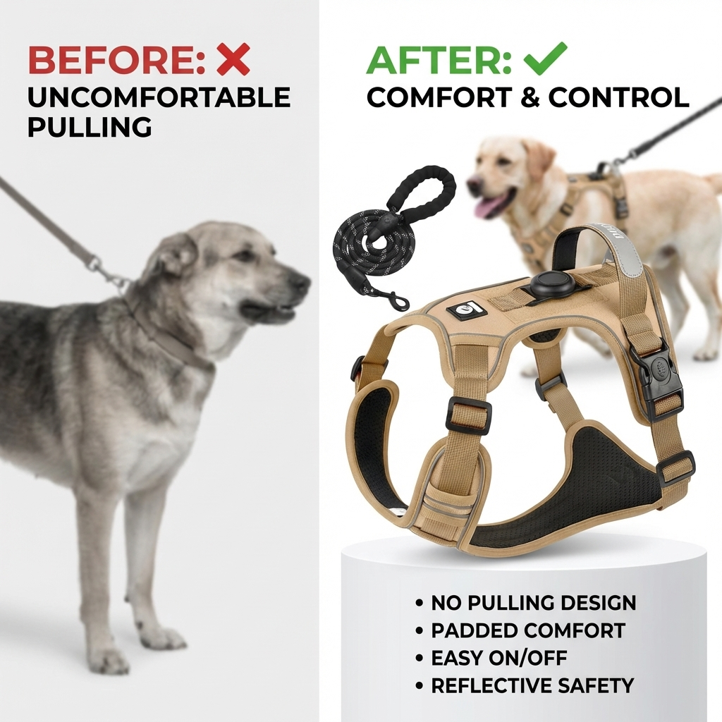 CURAPETS Airtag-Ready Reflective Dog Harness Set