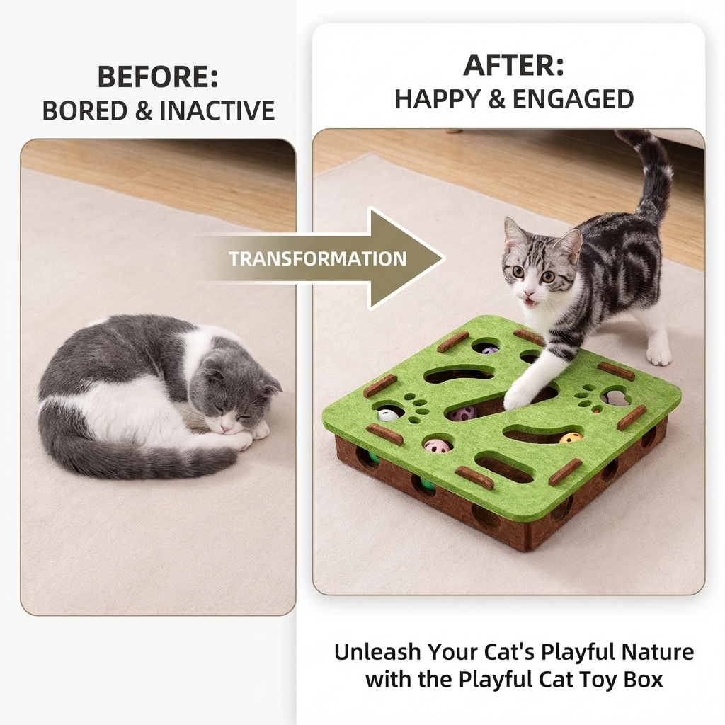 CURAPETS Felt Puzzle Box Cat Toy