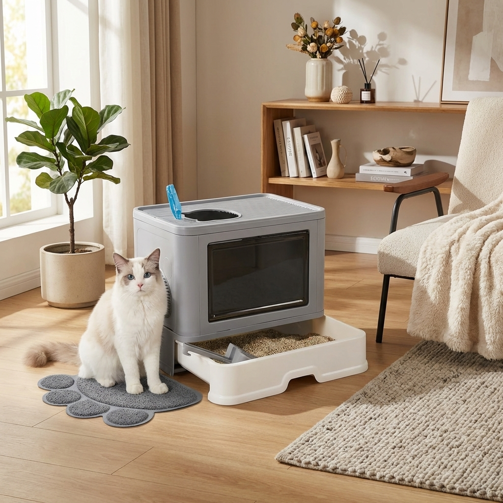 CURAPETS Foldable Enclosed Cat Litter Box