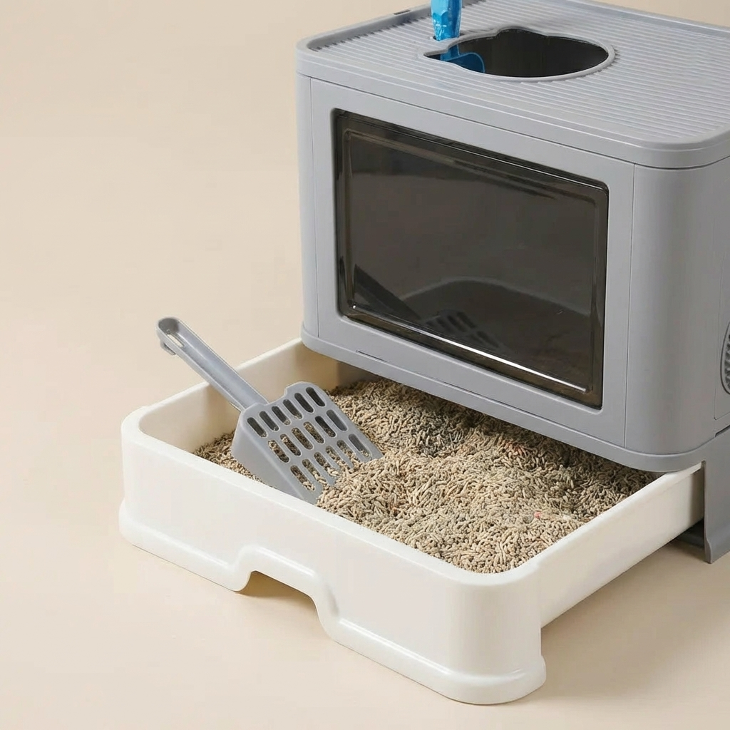 CURAPETS Foldable Enclosed Cat Litter Box