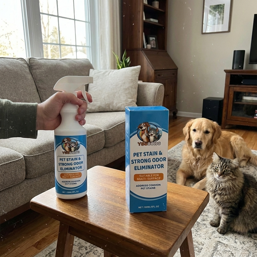 CURAPETS Premium Pet Stain & Odor Remover. Spray this to make years of stains, odors, & frustration vanish permanently