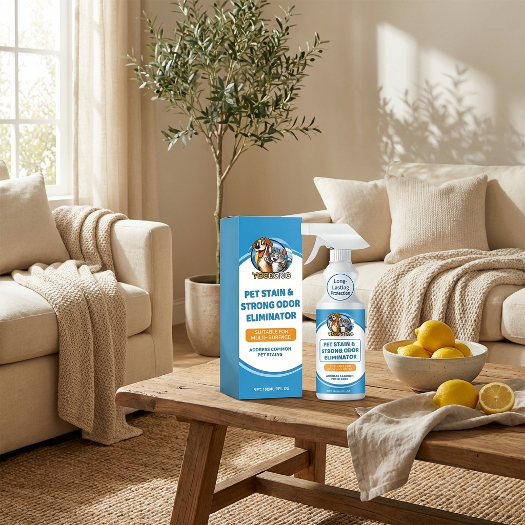 CURAPETS Premium Pet Stain & Odor Remover. Spray this to make years of stains, odors, & frustration vanish permanently