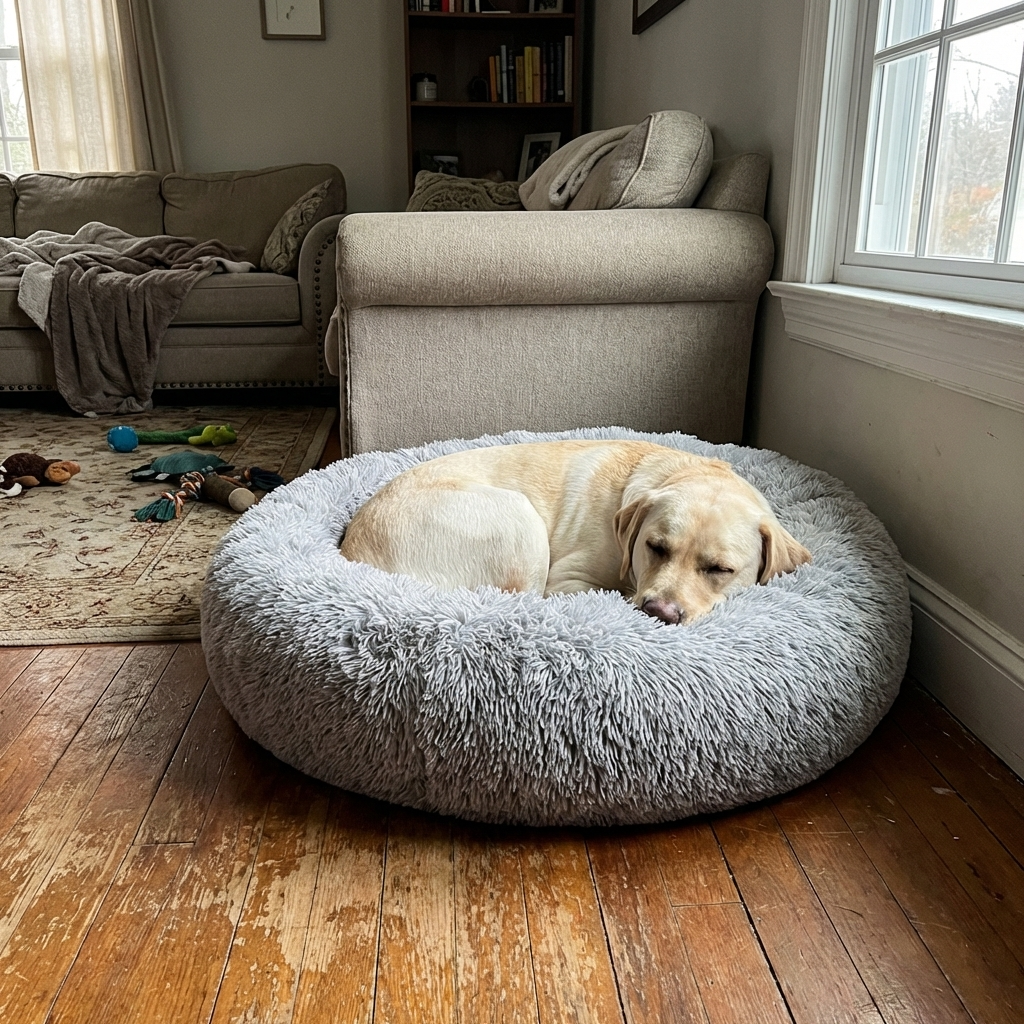 CURAPETS Plush Donut Calming Pet Bed