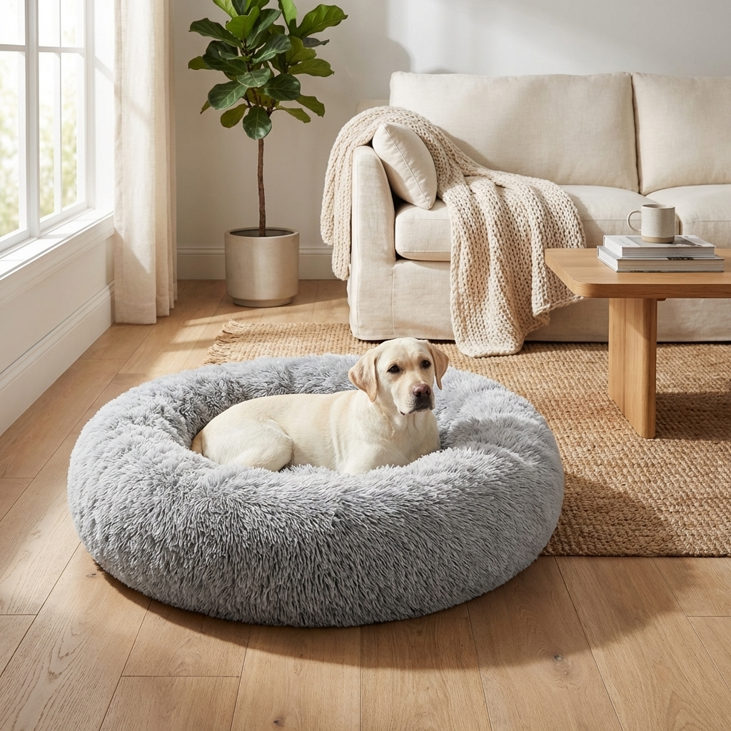 CURAPETS Plush Donut Calming Pet Bed