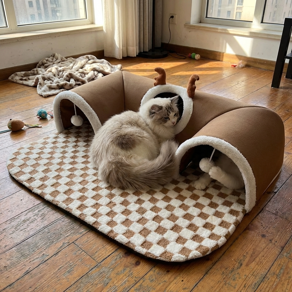 CURAPETS Cozy Corner Cat Tunnel Bed
