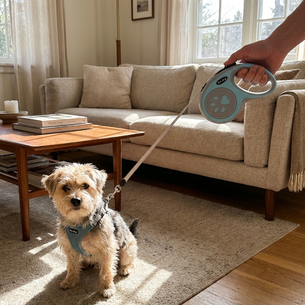 CURAPETS Paw Print Retractable Leash