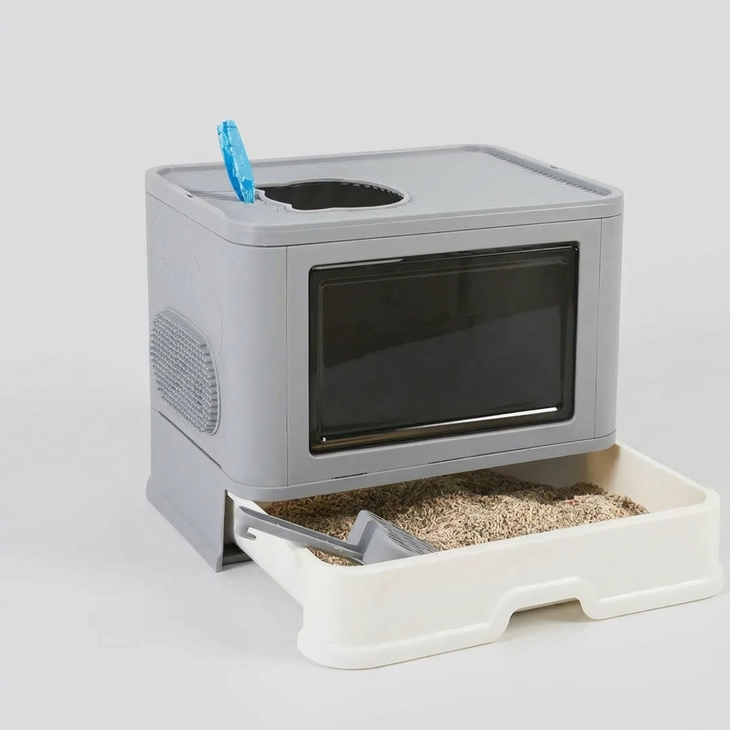 CURAPETS Foldable Enclosed Cat Litter Box