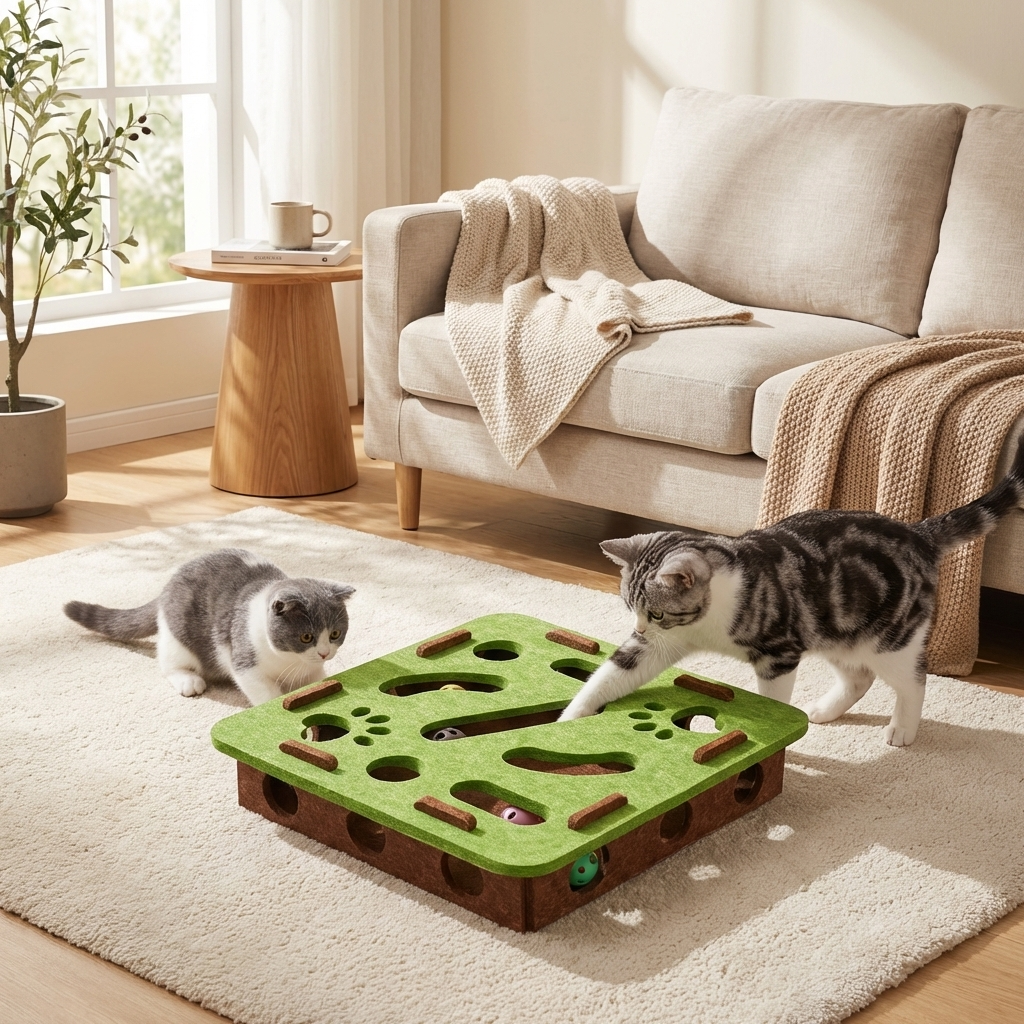 CURAPETS Felt Puzzle Box Cat Toy