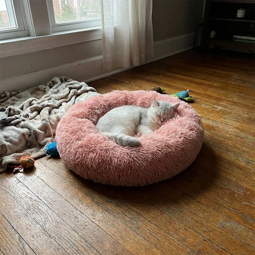 CURAPETS Plush Round Calming Pet Bed