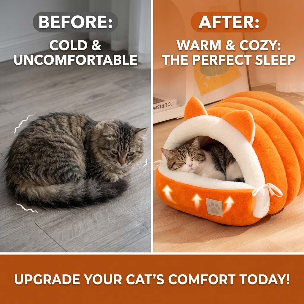 CURAPETS Cozy Cat Ear Enclosed Bed