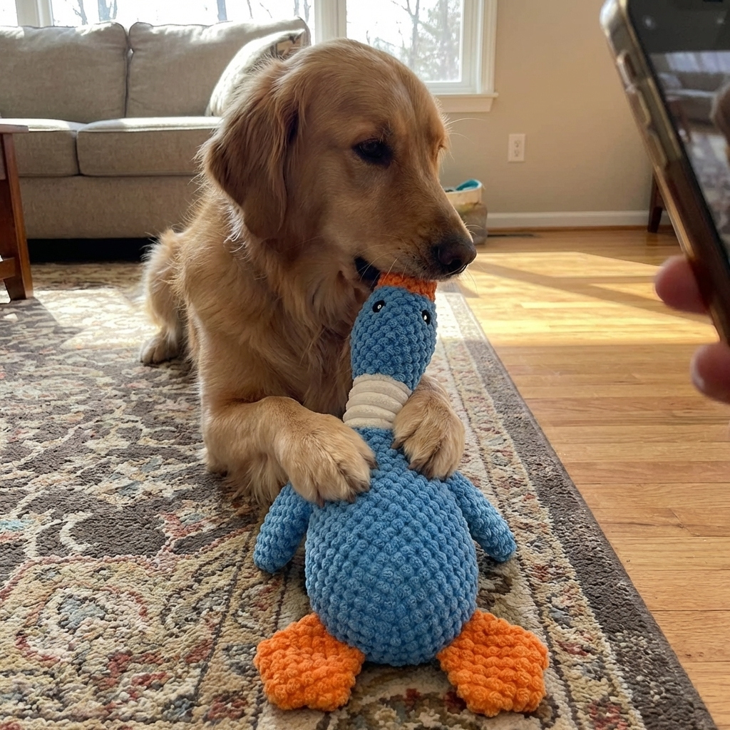 CURAPETS Plush Goose Squeak Chew Toy