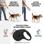 CURAPETS Paw Print Retractable Leash