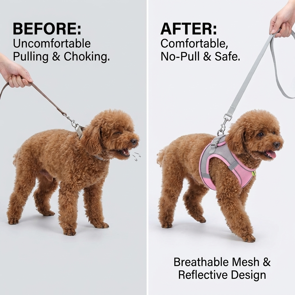 CURAPETS Reflective Puppy Harness & Leash Set