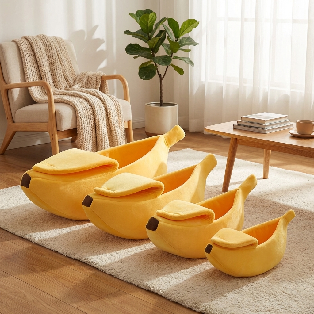 CURAPETS Banana Bliss Plush Pet Bed