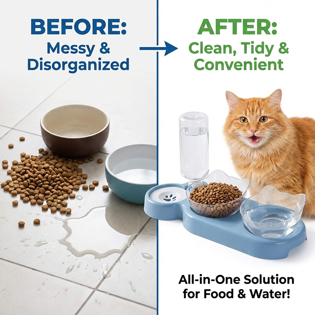 CURAPETS Anti-Tip Cat Bowl Feeder