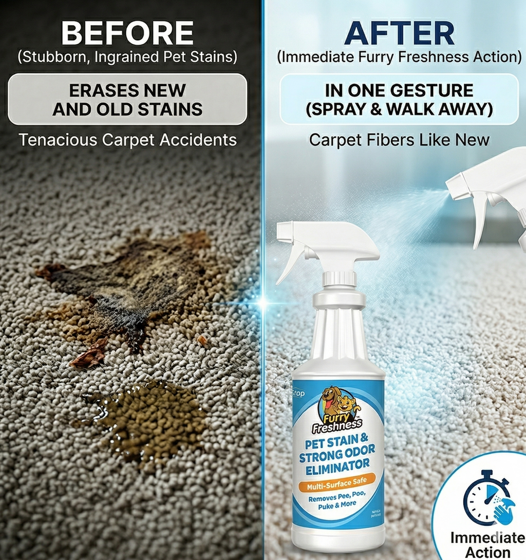 CURAPETS Premium Pet Stain & Odor Remover. Spray this to make years of stains, odors, & frustration vanish permanently