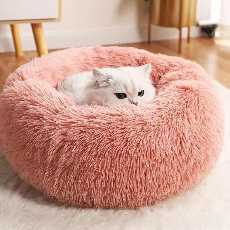 CURAPETS Cozy Round Plush Faux Fur Pet Bed