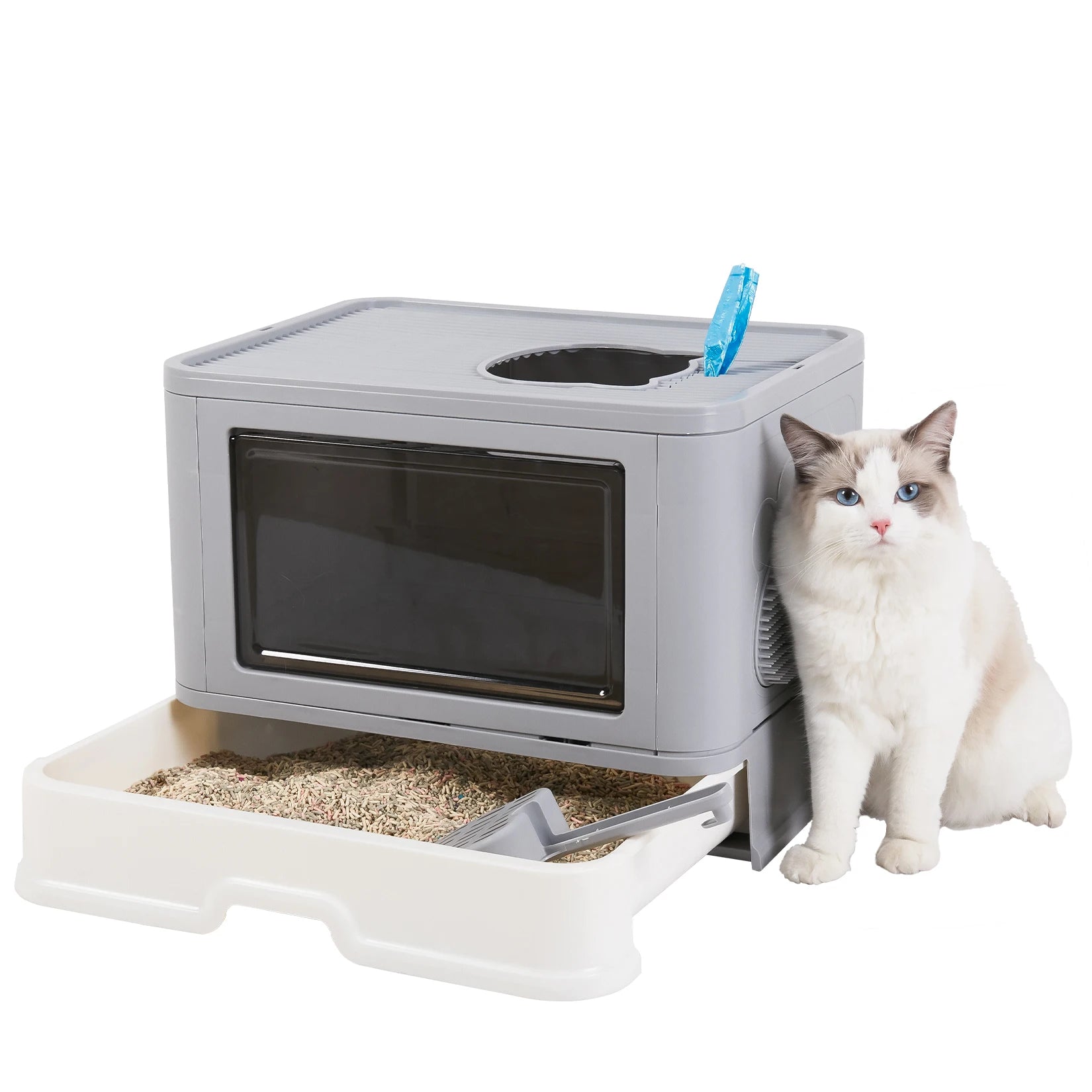 CURAPETS Foldable Enclosed Cat Litter Box