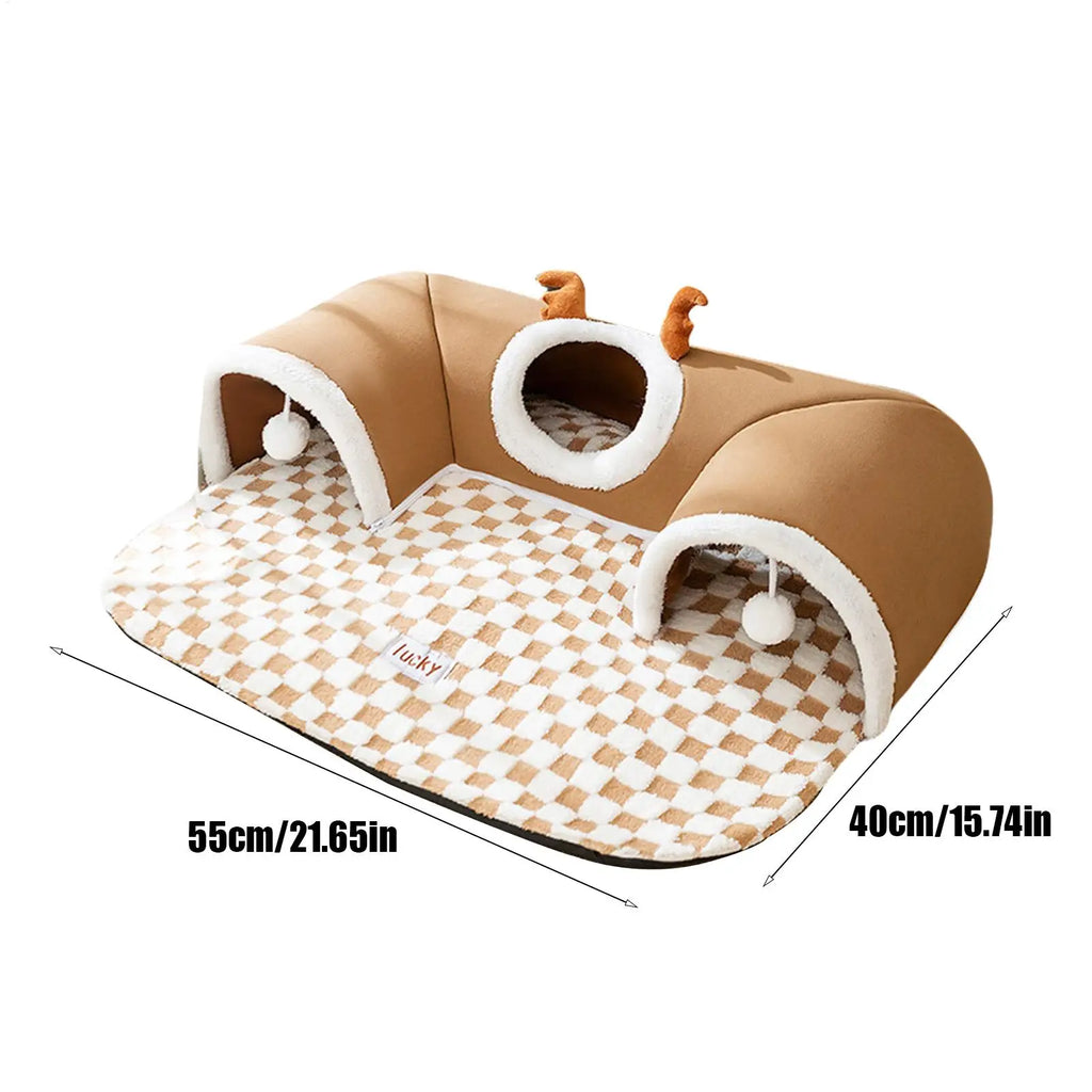 CURAPETS Cozy Corner Cat Tunnel Bed