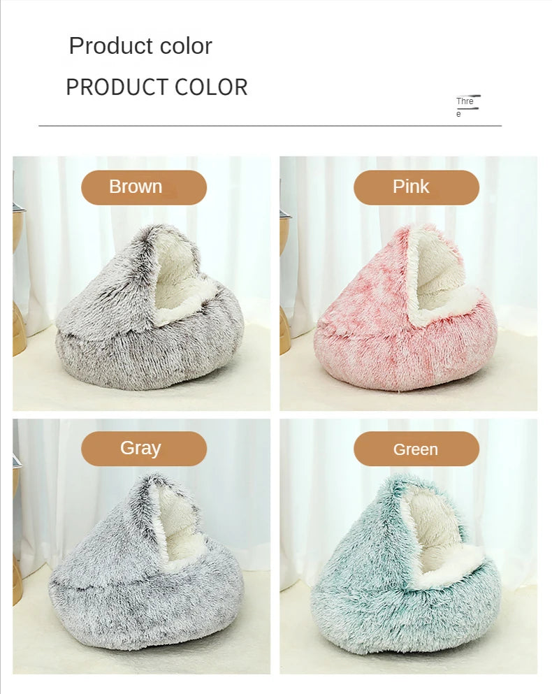 CURAPETS Winter Plush Calming Cat Bed