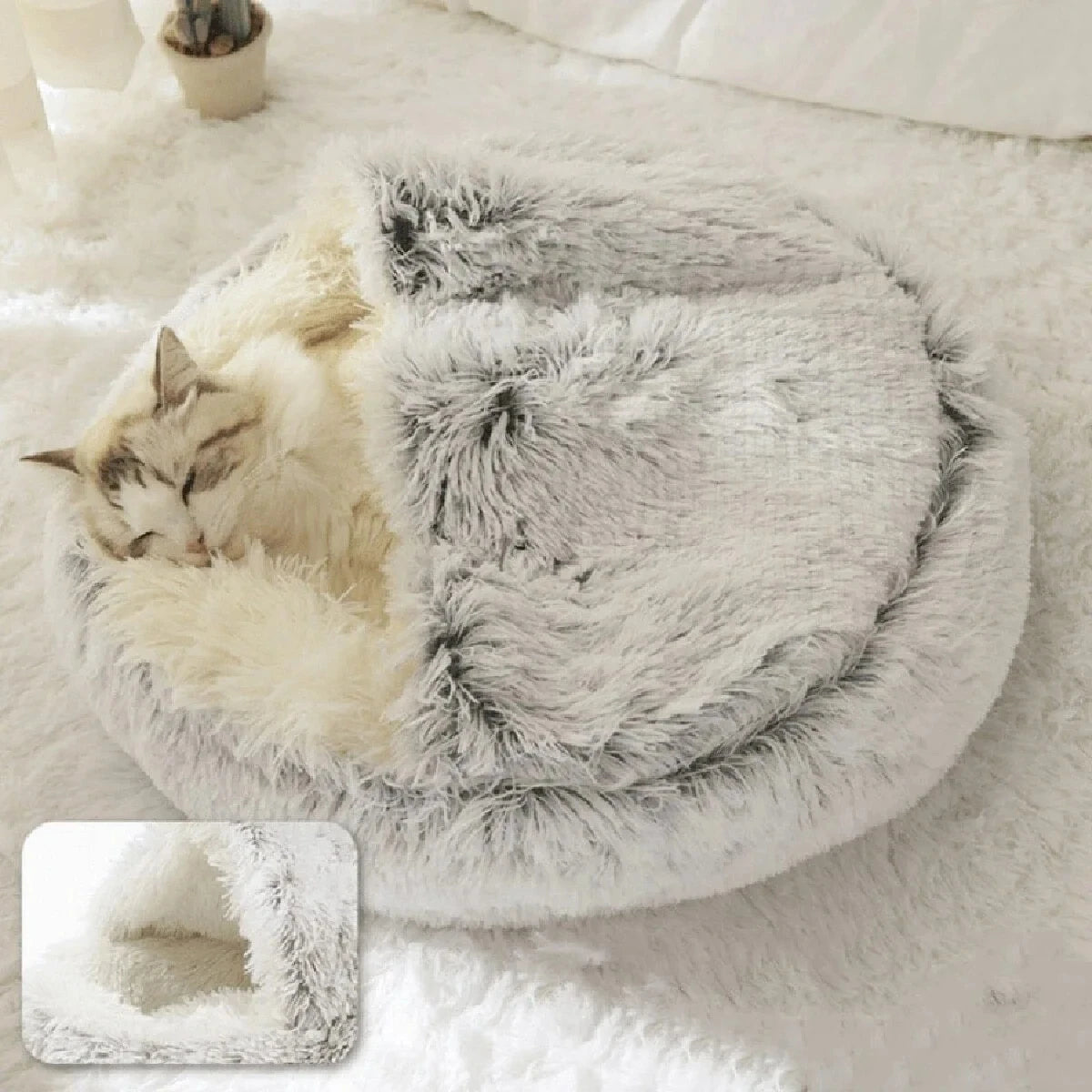 CURAPETS Plush Cave Nest Pet Bed