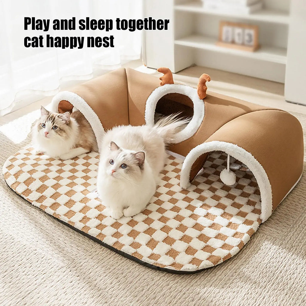 CURAPETS Cozy Corner Cat Tunnel Bed