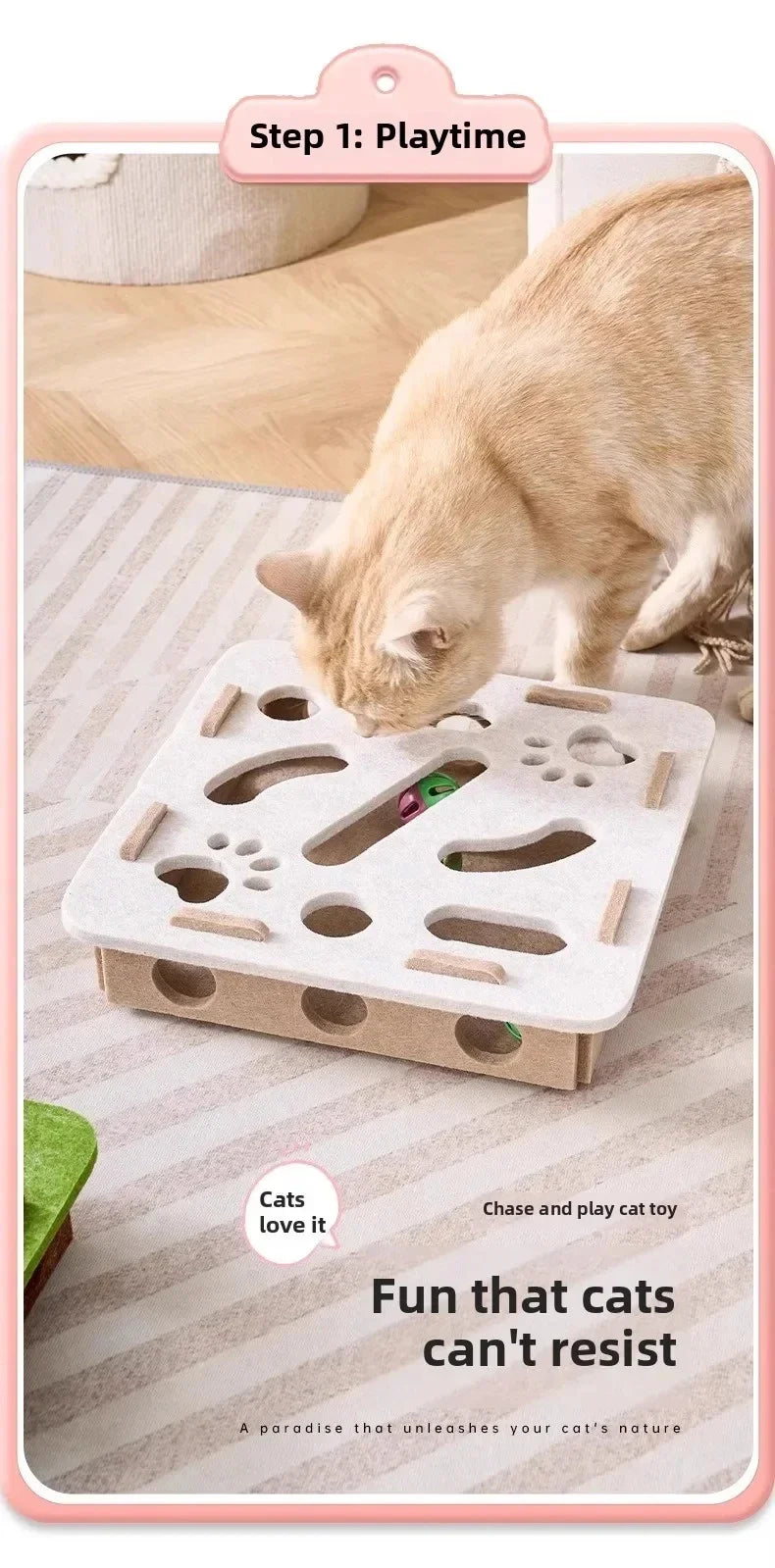CURAPETS Felt Puzzle Box Cat Toy
