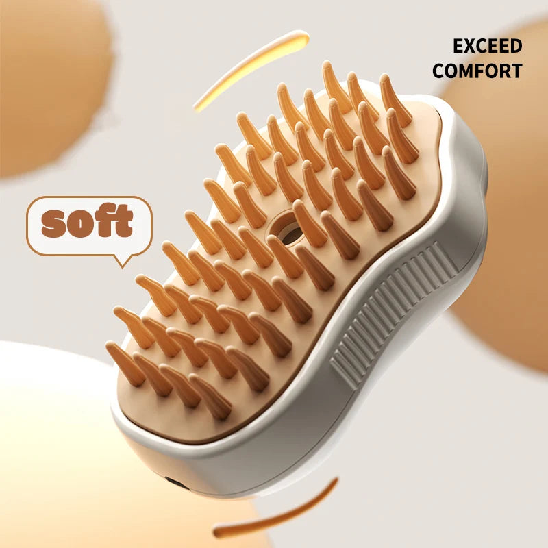 CURAPETS 3‑in‑1 Steam Grooming Brush