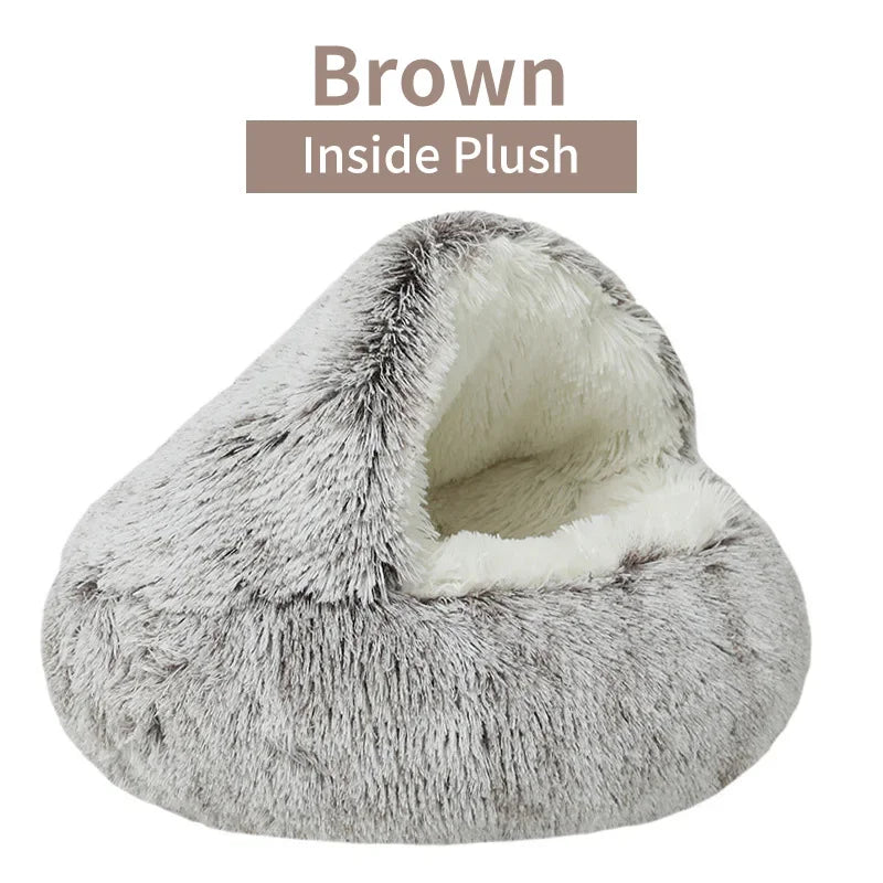CURAPETS Winter Plush Calming Cat Bed