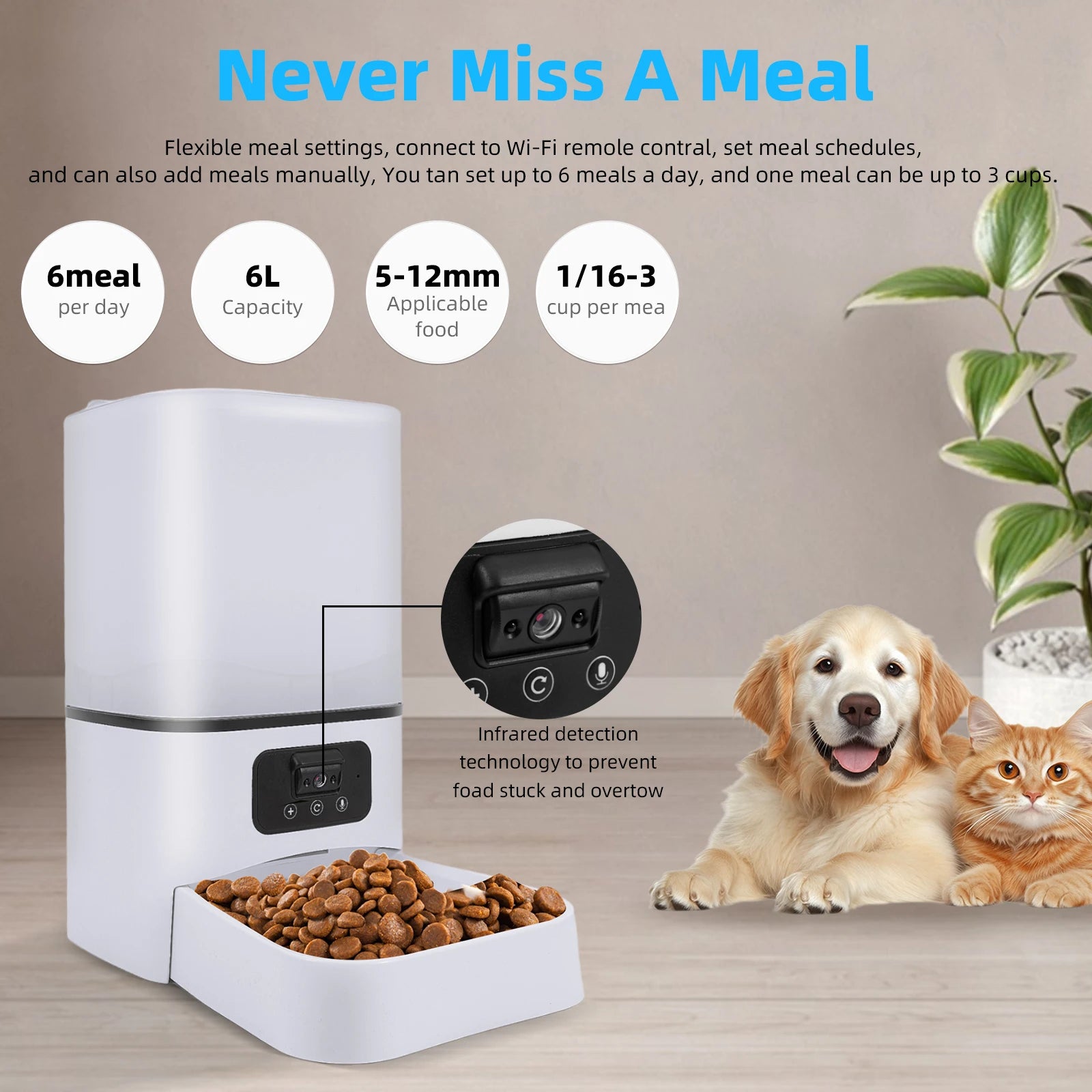 CURAPETS Smart 6L WiFi Camera Pet Feeder