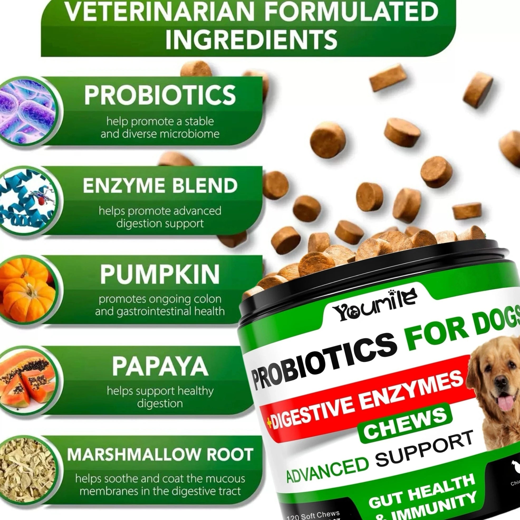 CURAPETS Digestive Support Probiotic Chews for Dogs