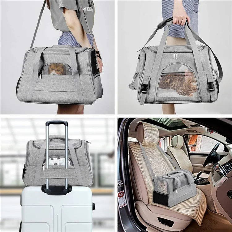 CURAPETS Foldable Mesh Pet Travel Carrier
