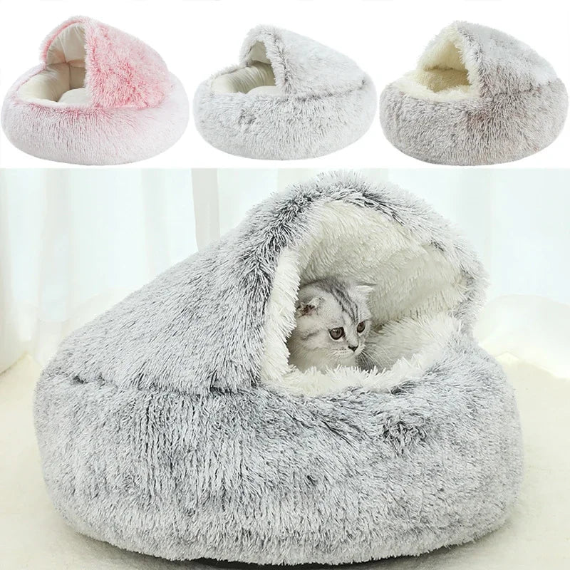CURAPETS Winter Plush Calming Cat Bed