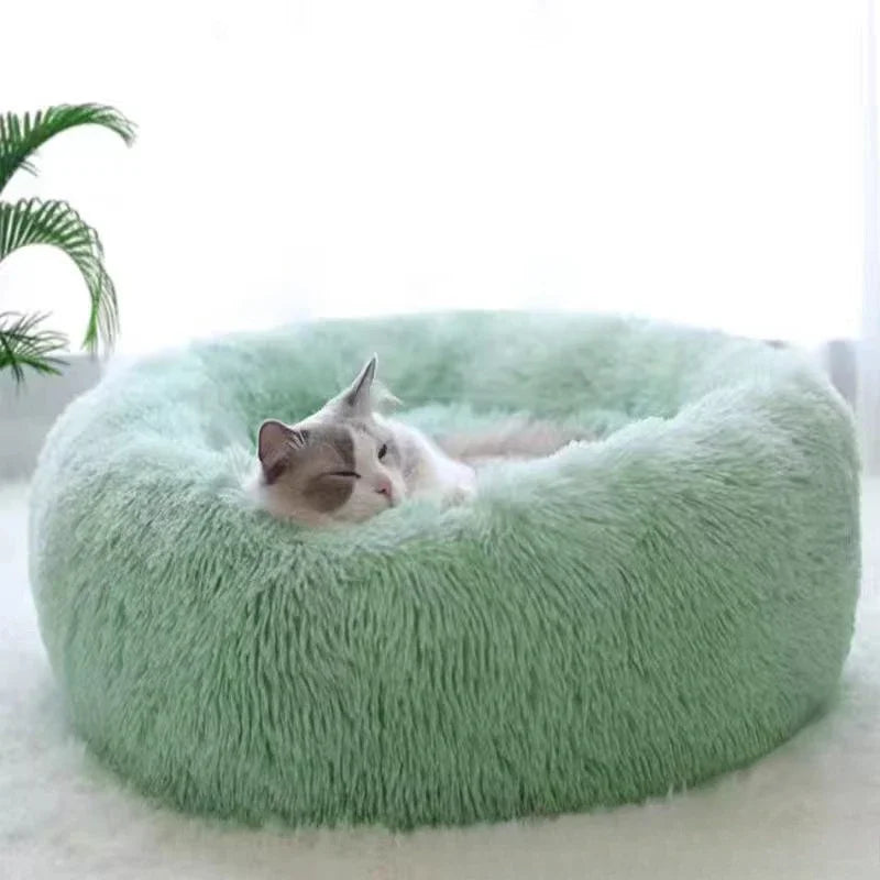 CURAPETS Cozy Round Plush Faux Fur Pet Bed