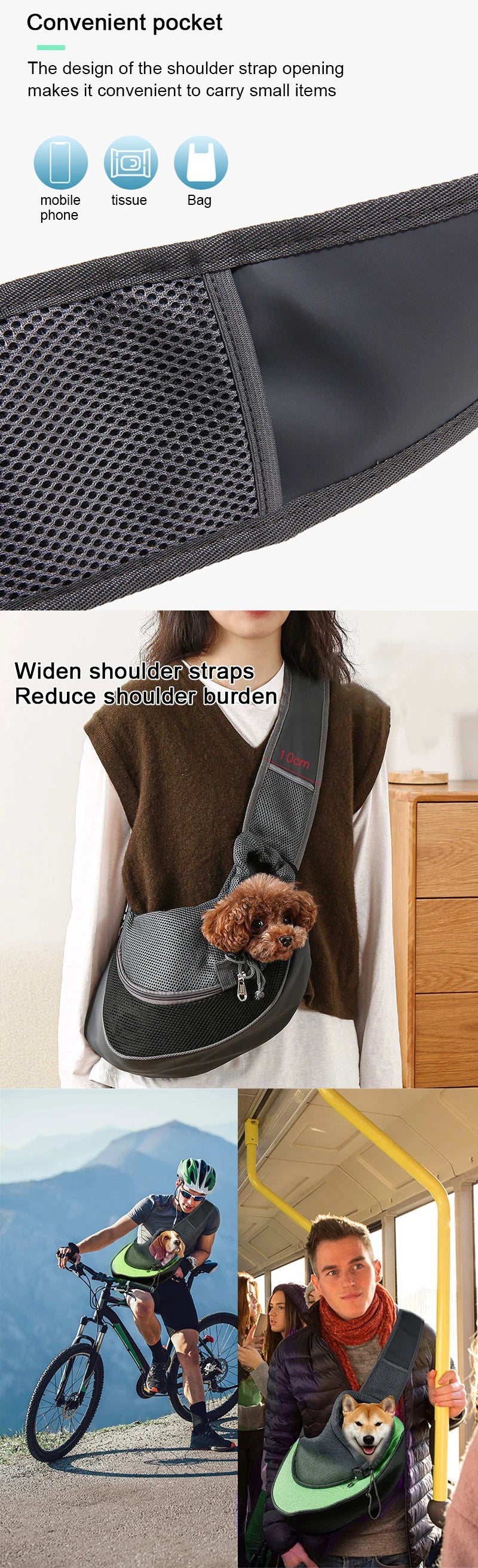 CURAPETS Mesh Sling Pet Carrier