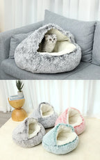 CURAPETS Winter Plush Calming Cat Bed