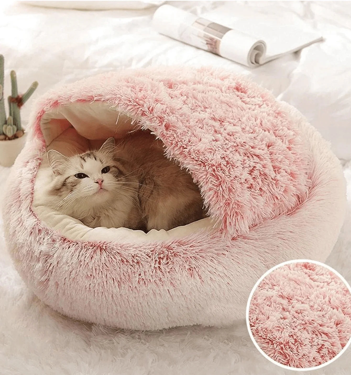 CURAPETS Plush Cave Nest Pet Bed