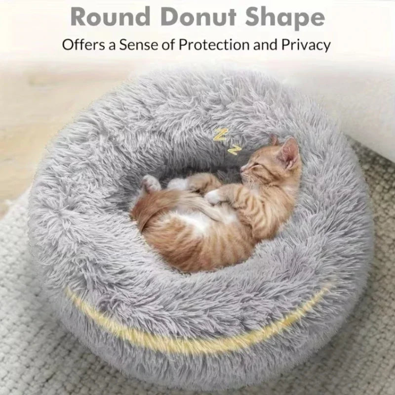 CURAPETS Cozy Round Plush Faux Fur Pet Bed
