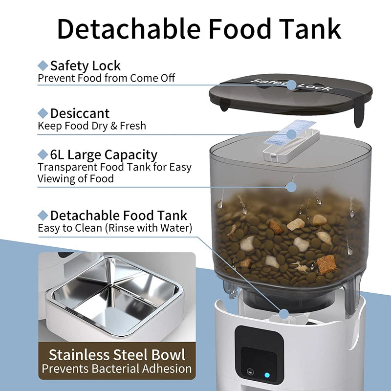 CURAPETS 6L Smart Automatic Pet Feeder