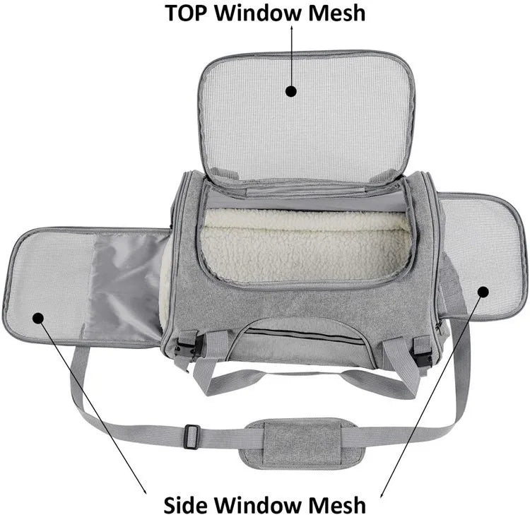 CURAPETS Foldable Mesh Pet Travel Carrier