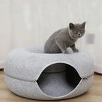 CURAPETS Felt Donut Tunnel Cat Bed